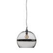 EBB & FLOW Rowan 39cm Extra-Large Mouth Blown LED Pendant with Metallic Stripe in Platinum/Clear