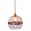 EBB & FLOW Rowan 28cm Large Mouth Blown Glass LED Pendant with Metallic Stripe in Coral/Coral