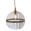 EBB & FLOW Rowan 39cm Extra-Large Mouth Blown LED Pendant with Metallic Stripe in Green/Green
