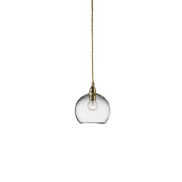 EBB & FLOW Rowan 15.5cm Small Pendant Brass Metal Fitting with Mouth Blown Glass