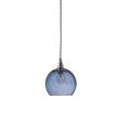 EBB & FLOW Rowan 15.5cm Small Pendant Silver Metal Fitting with Mouth Blown Glass in Deep Blue