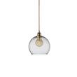 EBB & FLOW Rowan 22cm Medium LED Pendant Brass Metal Fitting with Mouth Blown Glass in Clear