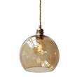EBB & FLOW Rowan 22cm Medium LED Pendant Brass Metal Fitting with Mouth Blown Glass in Chestnut Brown