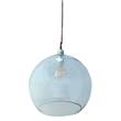 EBB & FLOW Rowan 39cm Extra-Large Mouth Blown Glass LED Pendant with Silver Metal Fitting in Topaz Blue