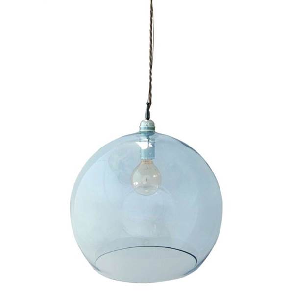 EBB & FLOW Rowan 39cm Extra-Large Mouth Blown Glass LED Pendant with Silver Metal Fitting