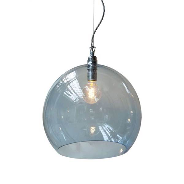EBB & FLOW Rowan 39cm Extra-Large Mouth Blown Glass LED Pendant with Silver Metal Fitting