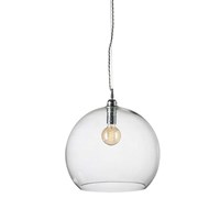 Rowan 39cm Extra-Large Mouth Blown Glass LED Pendant Silver Metal Fitting