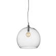 EBB & FLOW Rowan 39cm Extra-Large Mouth Blown Glass LED Pendant with Silver Metal Fitting in Clear