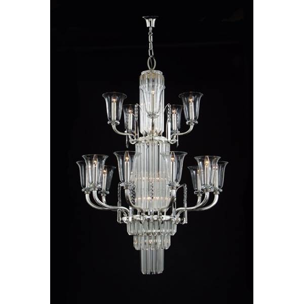 Mariner Gallery 25-Light Crystal Glass Chandelier with Glass Shade