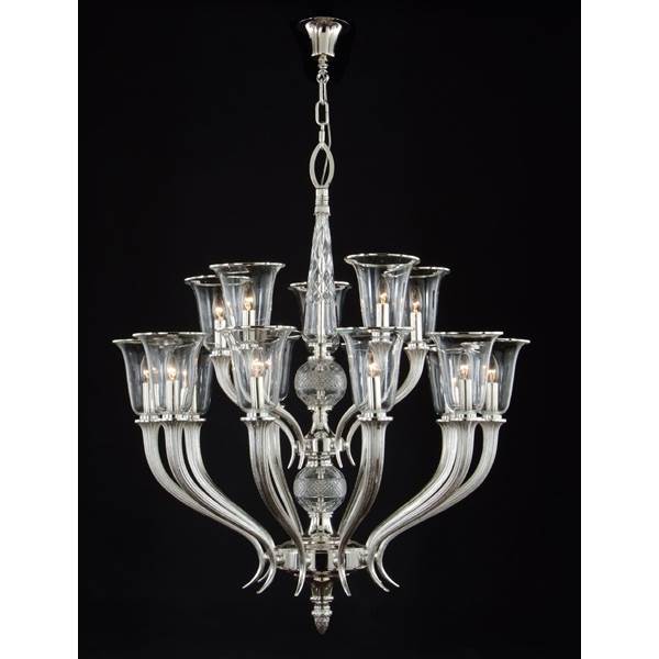 Mariner Gallery 15-Light Crystal Glass Chandelier with Glass Shade
