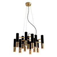 Ike 13 Light Chandelier Gold Plated and Glossy Black