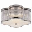 Visual Comfort Basil Small Flush Mount with Glass Rods & Frosted Glass Base in Polished Nickel and Clear Glass Rods