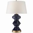 Visual Comfort Weller Zig Zag Table Lamp with Natural Paper Shade in Denim