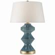 Visual Comfort Weller Zig Zag Table Lamp with Natural Paper Shade in Oslo Blue