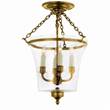 Visual Comfort Sussex Clear Glass Semi Flush Bell Jar Lantern in Antique Burnished Brass