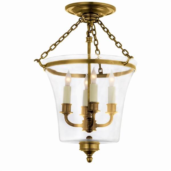 Visual Comfort Sussex Clear Glass Semi Flush Bell Jar Lantern