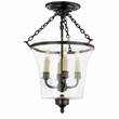 Visual Comfort Sussex Clear Glass Semi Flush Bell Jar Lantern in Bronze