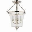 Visual Comfort Sussex Clear Glass Semi Flush Bell Jar Lantern in Polished Nickel