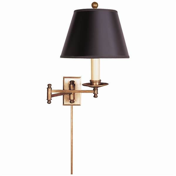 Visual Comfort Dorchester Swing-Arm Wall Lamp  with Black Shade