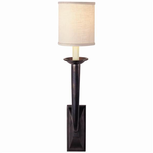 Visual Comfort French Deco Horn Wall Light with Linen Shade