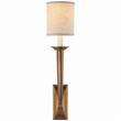 Visual Comfort French Deco Horn Wall Light with Linen Shade in Hand-Rubbed Antique Brass