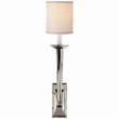 Visual Comfort French Deco Horn Wall Light with Linen Shade in Polished Nickel