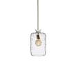 EBB & FLOW Pillar 19cm Dimples LED Pendant with Mouthblown Glass in Clear & brass
