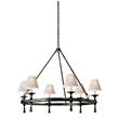 Visual Comfort Classic Six-Light Ring Chandelier with Natural Paper Shades in Bronze