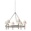 Visual Comfort Classic Six-Light Ring Chandelier with Natural Paper Shades in Polished Nickel