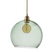 EBB & FLOW Rowan 22cm Medium LED Pendant Brass Metal Fitting with Mouth Blown Glass in Forest Green