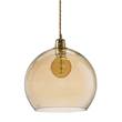 EBB & FLOW Rowan 28cm Large LED Pendant Brass Metal Fitting with Mouth Blown Glass in Golden Smoke