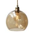EBB & FLOW Rowan 28cm Large LED Pendant Brass Metal Fitting with Mouth Blown Glass in Chestnut Brown