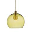 EBB & FLOW Rowan 28cm Large LED Pendant Brass Metal Fitting with Mouth Blown Glass in Olive
