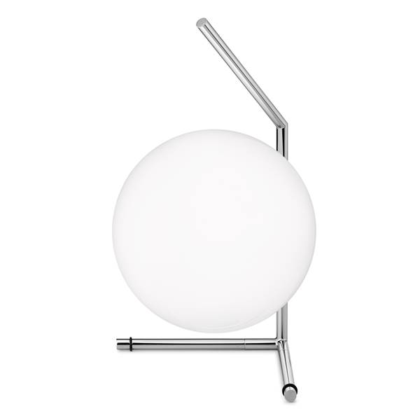 Flos IC T1 Low Chrome Steel Table Lamp with Blown Glass Opal Diffuser