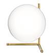 Flos IC T2 Chrome Steel Table Lamp with Blown Glass Opal Diffuser in Brushed Brass
