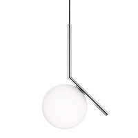 IC S1 Small Steel Pendant Blown Glass Opal Diffuser