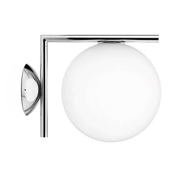 Flos IC C/W1 Wall or Ceiling Light with Blown Glass Opal Diffuser