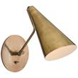 Visual Comfort Clemente Downward Wall Bedside Lamp with Inner Reflector in Hand-Rubbed Antique Brass