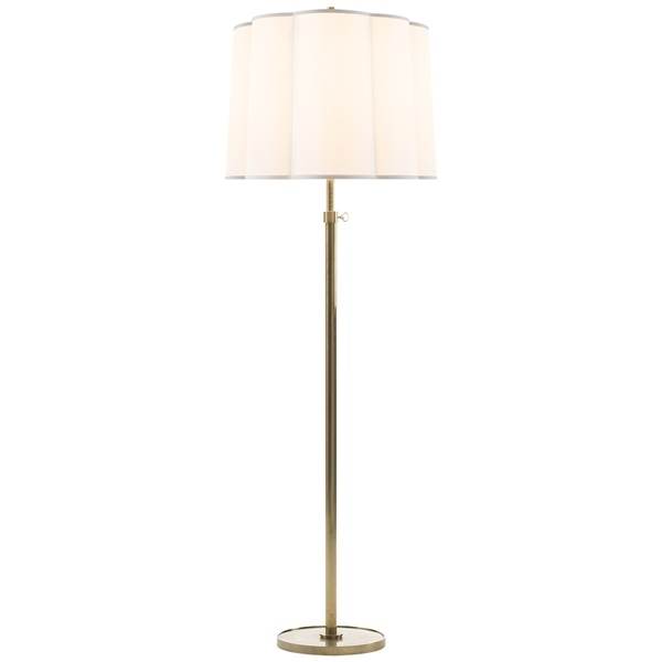 Visual Comfort Simple Adjustable Floor Lamp with Silk Scalloped Shade