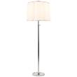 Visual Comfort Simple Adjustable Floor Lamp with Silk Scalloped Shade in Soft Silver