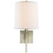 Visual Comfort Aspect Small Articulating Sconce with Ivory Linen Shade in Pewter