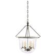 Visual Comfort Country Large Clear Glass Bell Jar Pendant Lantern in Antique Nickel