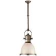 Visual Comfort Country Small White Glass Pendant in Antique Nickel