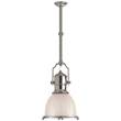 Visual Comfort Country Small White Glass Pendant in Polished Nickel