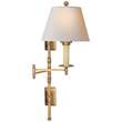Visual Comfort Dorchester Double Swing Arm Wall Light with Natural Paper Shade in Antique Burnished Brass