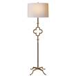 Visual Comfort Quatrefoil Floor Lamp with Linen Shade in Gilded Iron