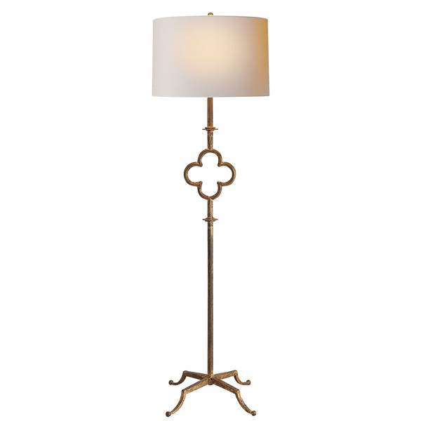 Visual Comfort Quatrefoil Floor Lamp with Linen Shade