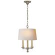 Visual Comfort Classic Three-Light Candle Pendant with Natural Paper Shade in Antique Nickel