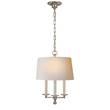 Visual Comfort Classic Three-Light Candle Pendant with Natural Paper Shade in Polished Nickel