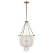 Visual Comfort Jacqueline Small White Glass Pendant in Hand Rubbed Antique Brass